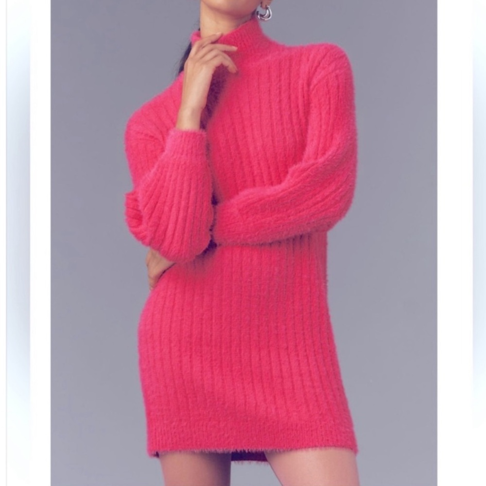 Nwt anthro Pink Ribbed Sweater Dress